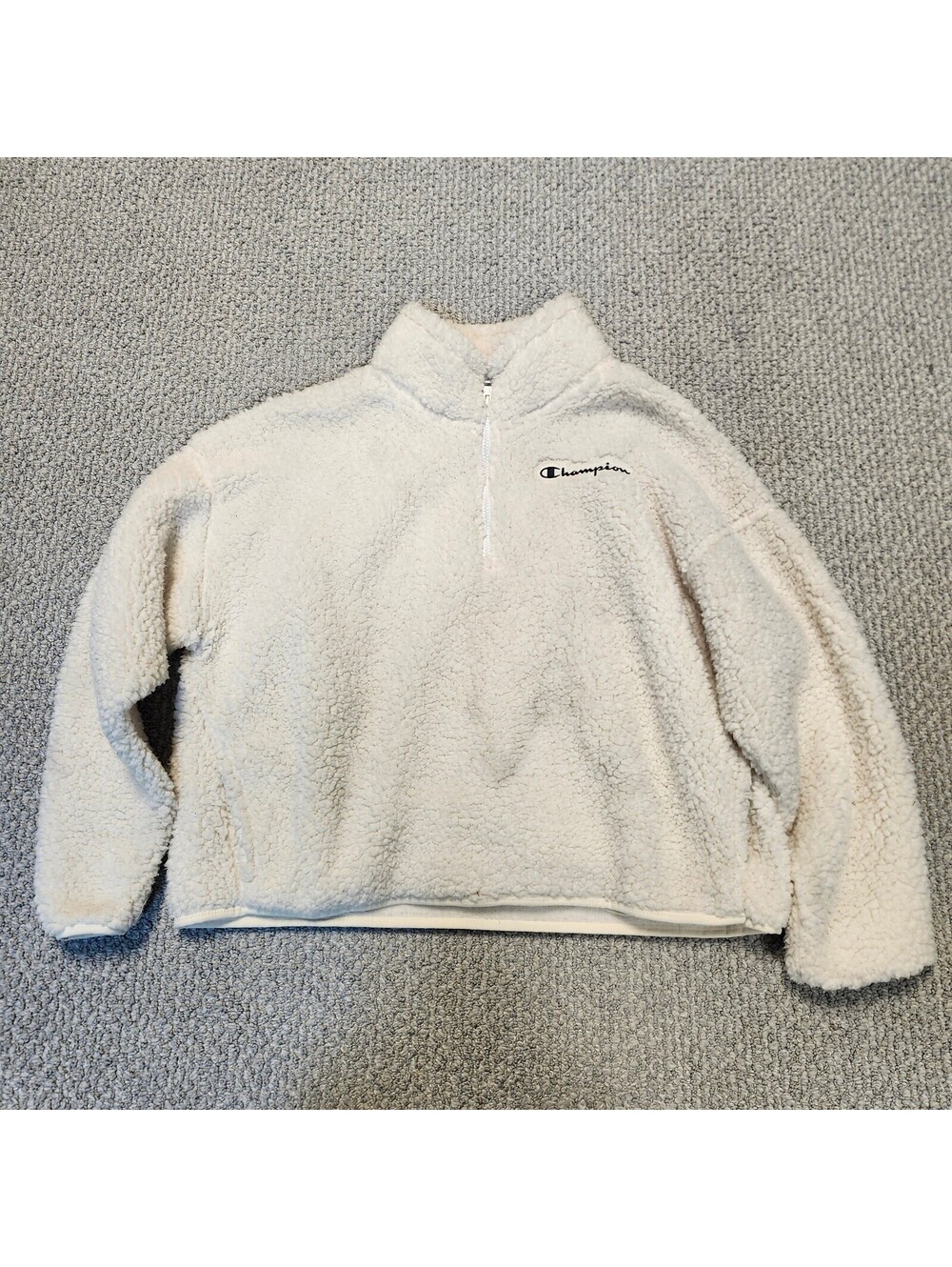 Champion Athleticwear XL Cream Sherpa Pullover Fleece Jacket Size XL